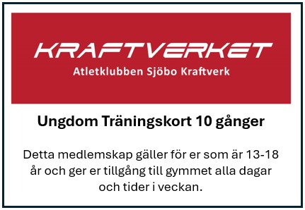 Detta medlemskap gäller för er som är mellan 13-18 år och ger er tillgång till gymmet alla dagar och tider i veckan. 10-kortet är giltigt 1 år från inköpsdatum.
