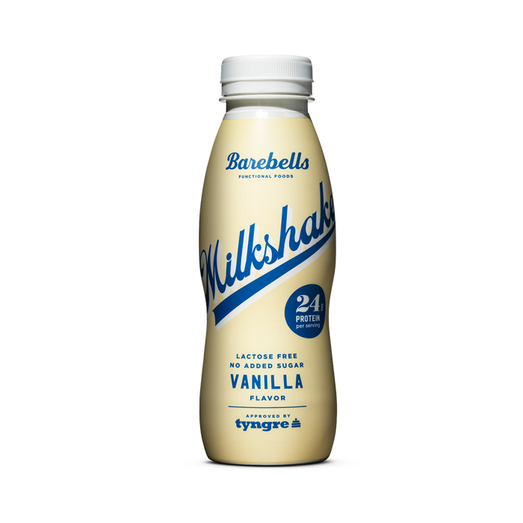 En flaska Barebell Milkshake (valfri smak).
Genomför ditt köp i webbshoppen och hämta därefter din dryck i kylen på gymmet.