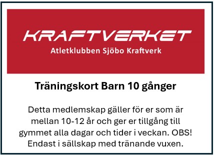 Detta medlemskap gäller för barn mellan 10-12 år och ger er tillgång till gymmet alla dagar och tider i veckan. OBS! Endast i sällskap med tränande vuxen. 10-kortet är giltigt 1 år från inköpsdatum.