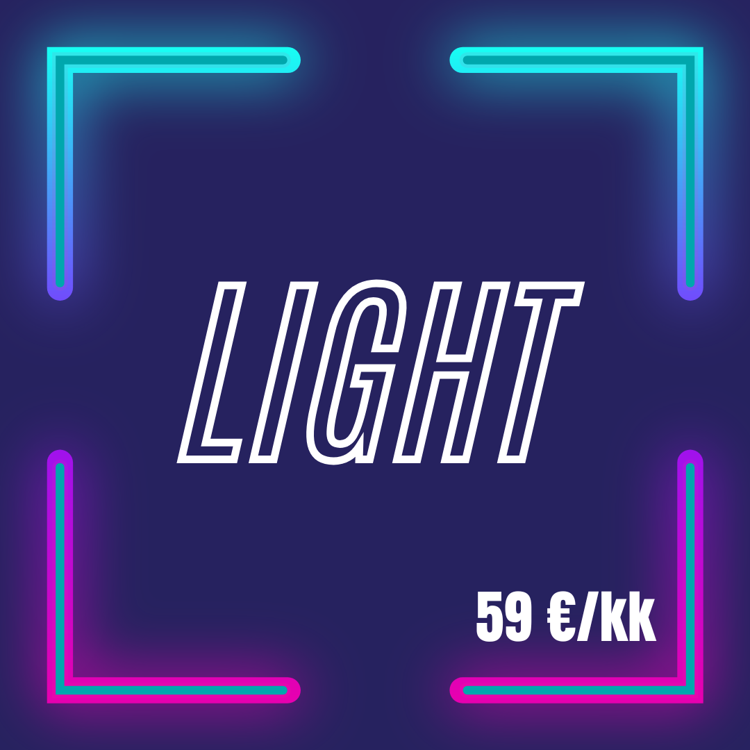 Omatoiminen treeni & Virtual spinning klo 5-23 päivittäin.
•	Toiminnallinen kuntosali vapaasti käytössä (pois lukien Live -tunnit)
•	Virtual Spinning -tunnit 
•	Sitoutuminen 3 kk -> jatkuu toistaiseksi, 1 kk irtisanomisaika
