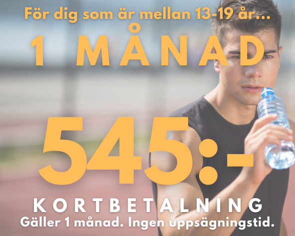 UPC UNGDOM 1 MÅN ger full access till vårt gym och alla gruppträningspass under en månad.

En månads bindningstid. Ingen uppsägningstid. Kortet går ej att frysa.