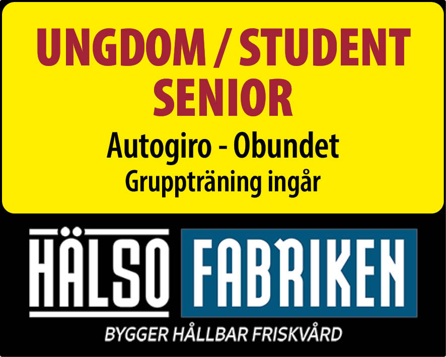 Träningskort obundet för Ungdom (13-17 år), Student (Mecenatkort för hela träningsperioden krävs), Senior (från 65 år). Adm.avgift 249:- samt medlemsavgift 150:- tillkommer. Under 15 år måste träna tillsammans med en vuxen.