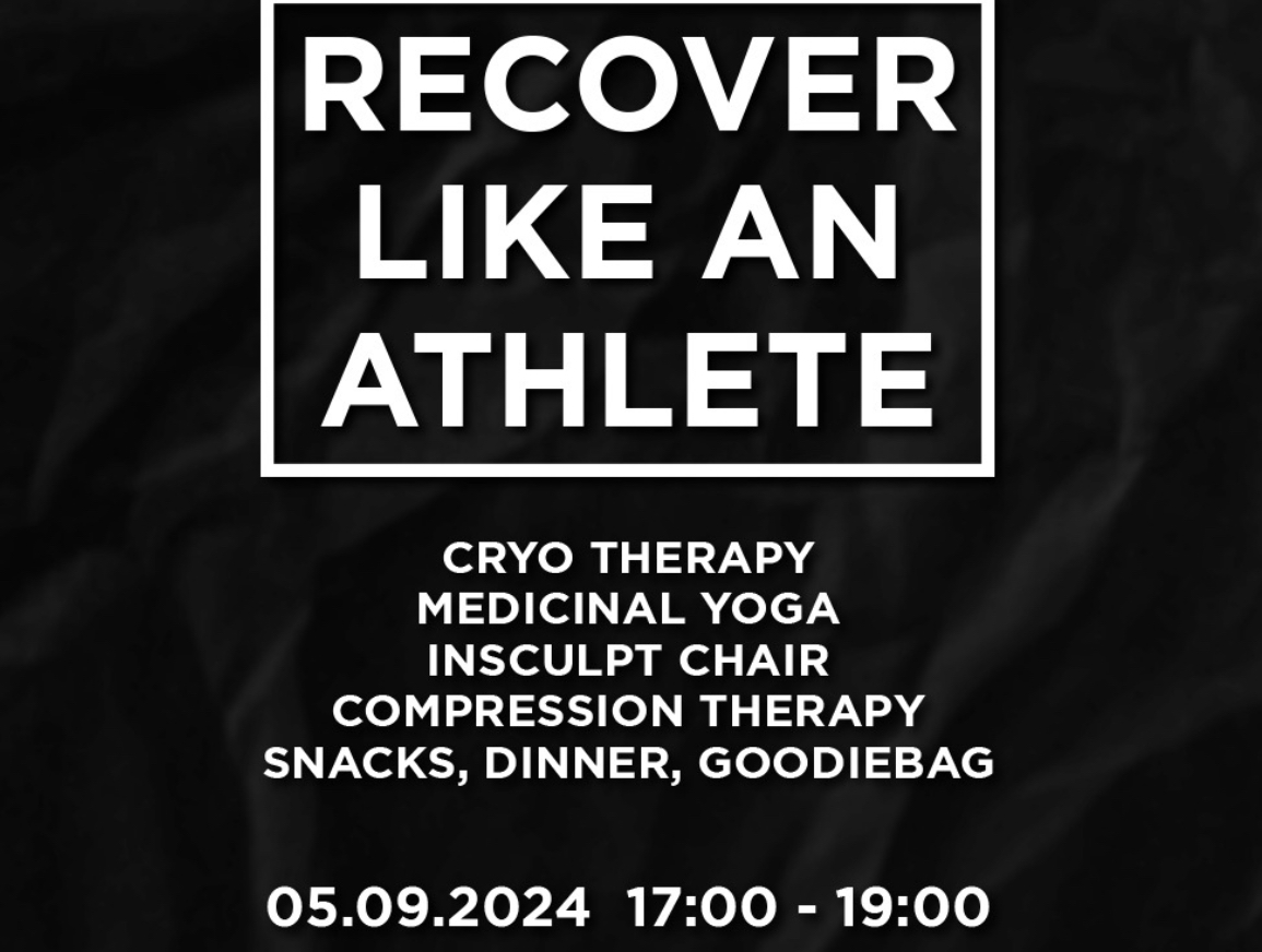 5/9-2024 
17:00-19:00
Join us for a relaxing yet invigorating evening at FSA HQ where you'll learn about the importance of recovering like an athlete and what happens physiologically when you don't. 

You'll experience the multi-dimensional healing power of Medicine Yoga, cryotherapy, red light therapy, and compression pants, and finish off with a nutritious dinner whilst connecting with the other likeminded participants. 

All in all leaving you relaxed, renourished and rejuvenated.