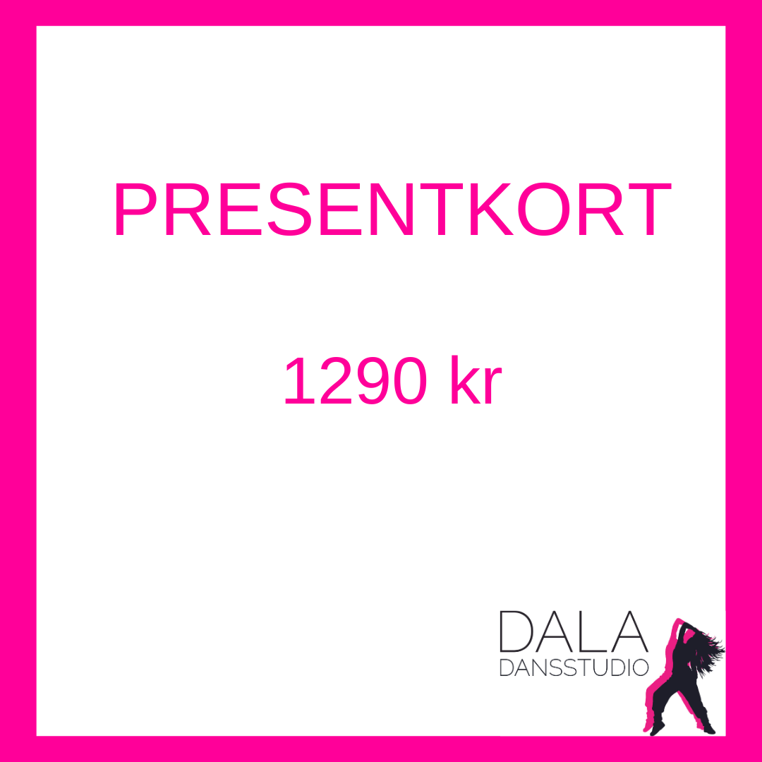 Köp ett presentkort och ge bort en dans!
Ditt presentkort kommer till dig på mail när du gjort ditt köp.

När den som fått presentkortet vill använda det så meddelar man vid bokning att man vill betala med faktura och anger i fritexten att man vill betala med sitt presentkort och anger presentkortsnumret.