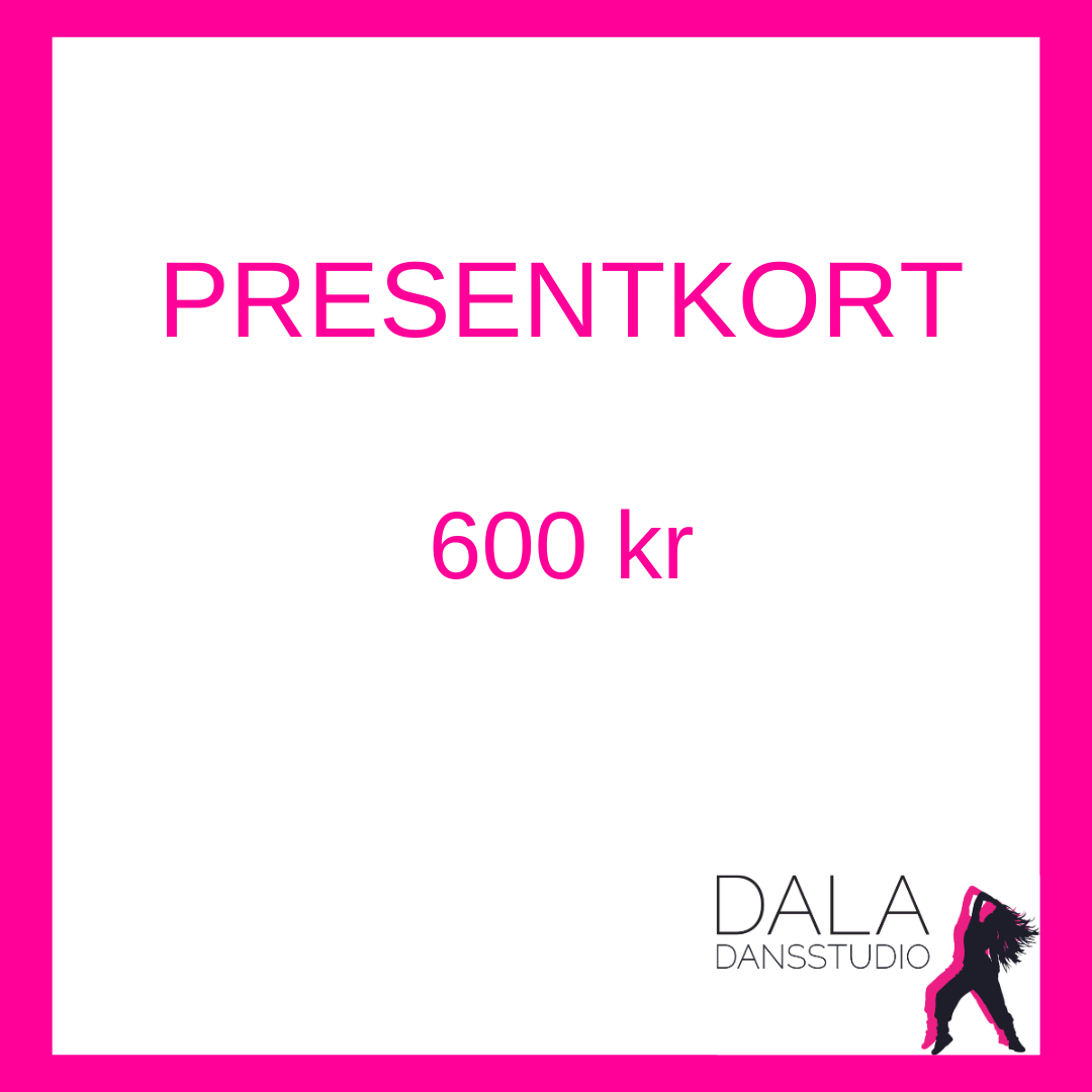 Köp ett presentkort och ge bort en dans!
Ditt presentkort kommer till dig på mail när du gjort ditt köp.

När den som fått presentkortet vill använda det så meddelar man vid bokning att man vill betala med faktura och anger i fritexten att man vill betala med sitt presentkort och anger presentkortsnumret.