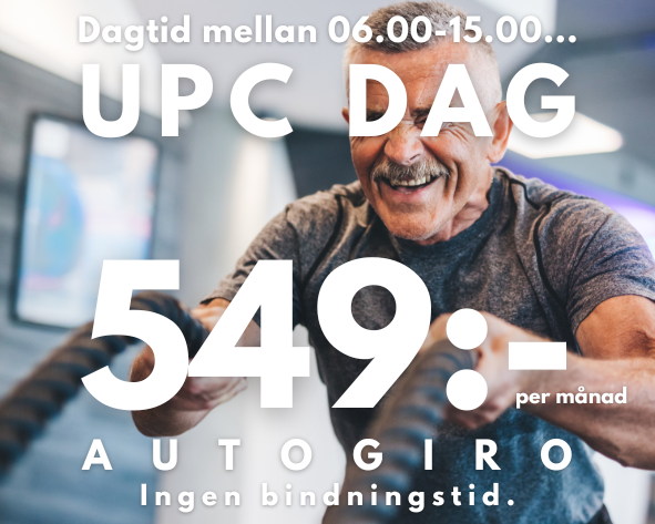 UPC DAG är kortet för dig som gillar träna på dagtid. Du får tillgång till gymmet mellan 06.00 - 16.00 måndag till fredag.

Ingen bindningstid. Frysbart under max två månader. 3 månaders uppsägningstid.